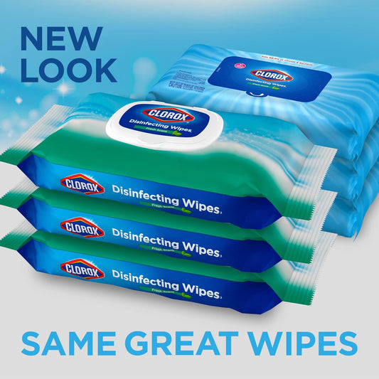 Clorox Disinfecting Wipes, Bleach Free Cleaning Wipes, Household Essentials, Fresh Scent, Moisture Seal Lid, 75 Wipes, Pack Of 3 (New Packaging)