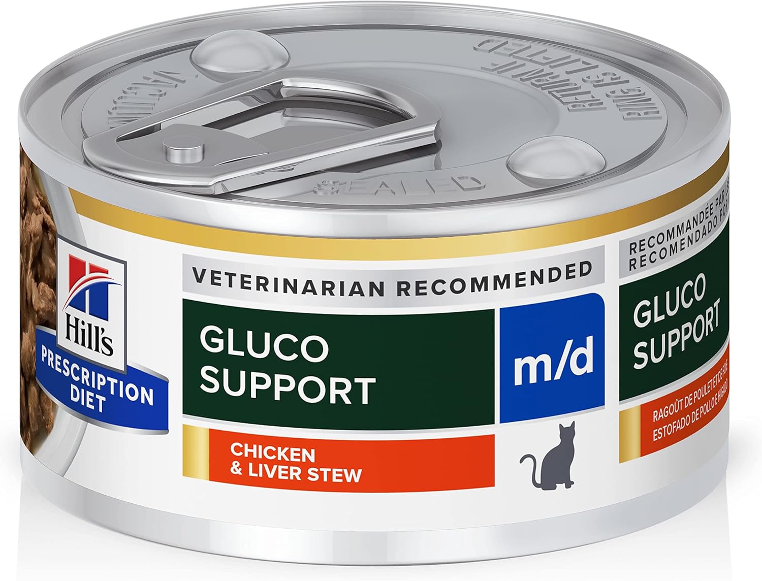 Hill'S Prescription Diet M/D Glucosupport Chicken & Liver Stew Canned Cat Food, Veterinary Diet, 2.9 Oz., 24-Pack Wet Food