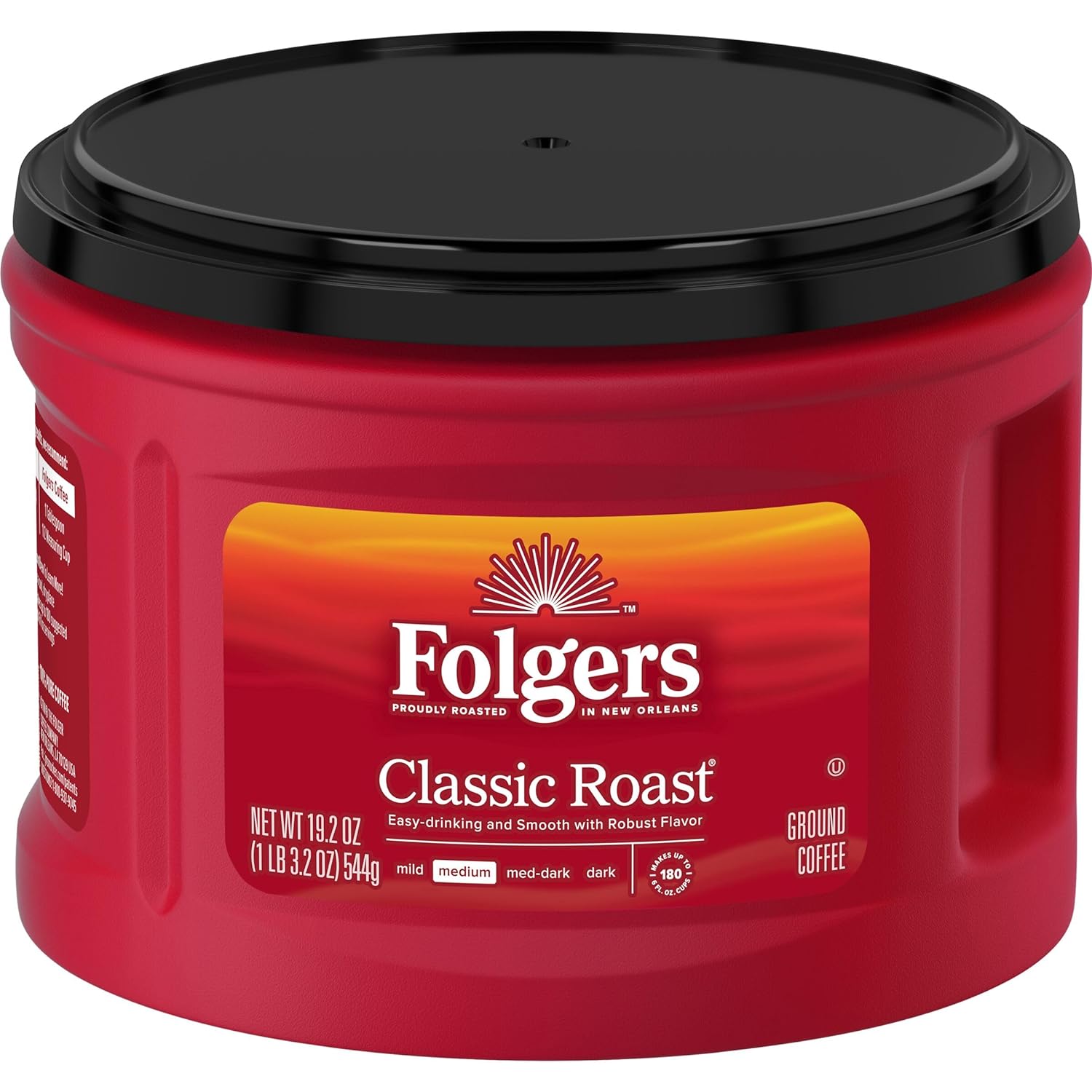 Folgers Classic Roast Medium Roast Ground Coffee, 19.2 Ounces (Pack of 6)