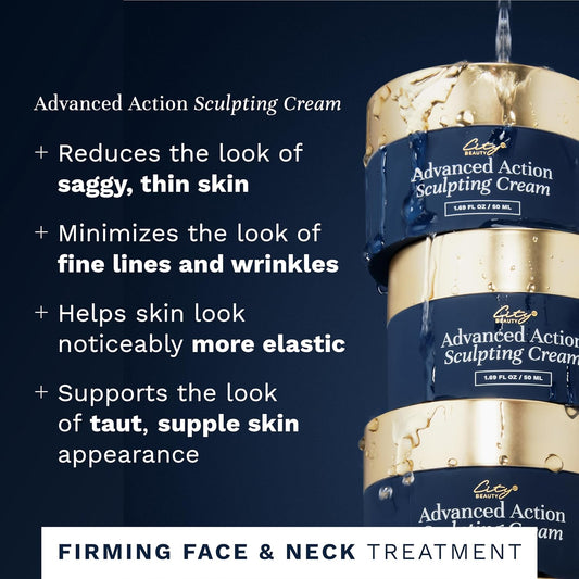 City Beauty Advanced Action Sculpting Cream - Solution For Saggy Jawline, Drooping Face, And Neck Wrinkles - Firming Cream For Loose, Sagging Skin