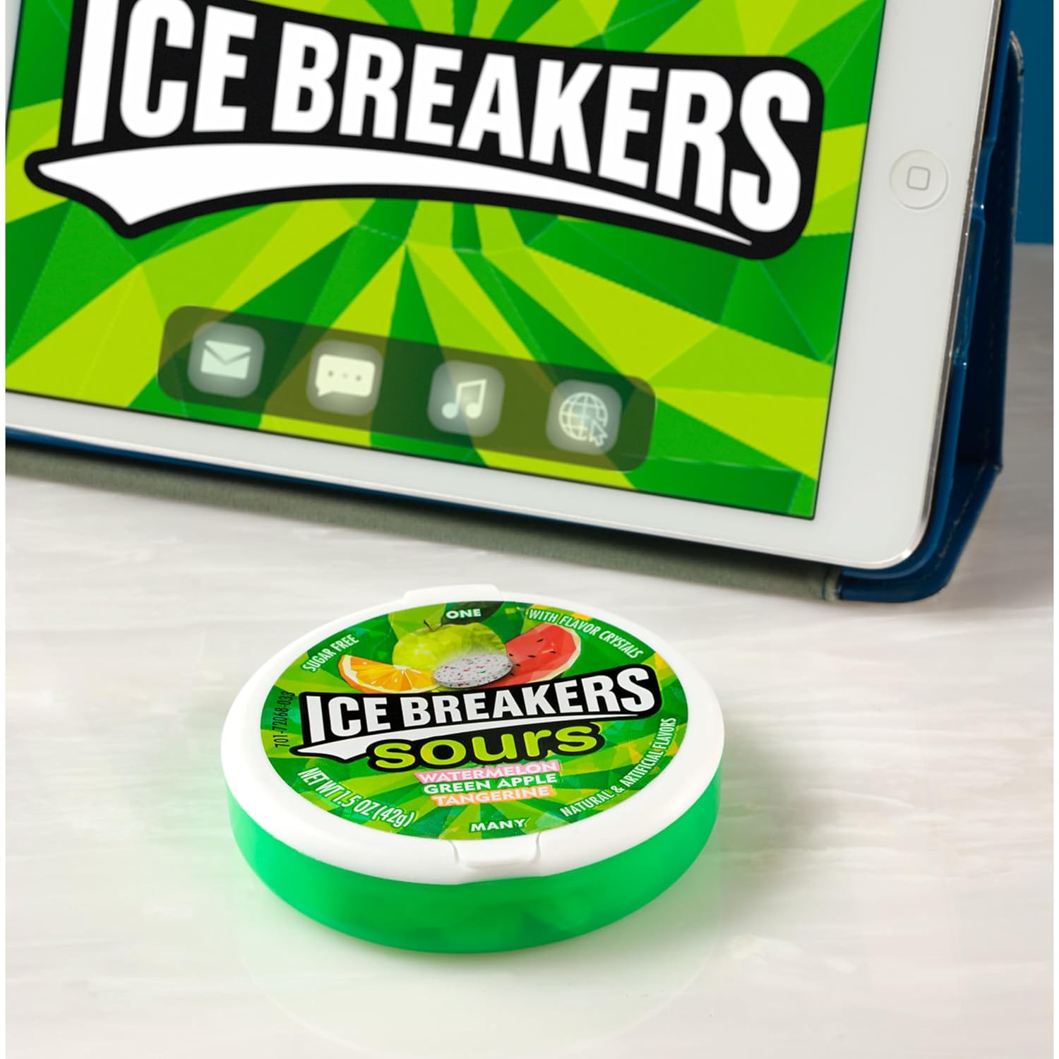 ICE BREAKERS Sours Assorted Fruit Flavored Sugar Free Mints Tins, 1.5 oz (8 Count)