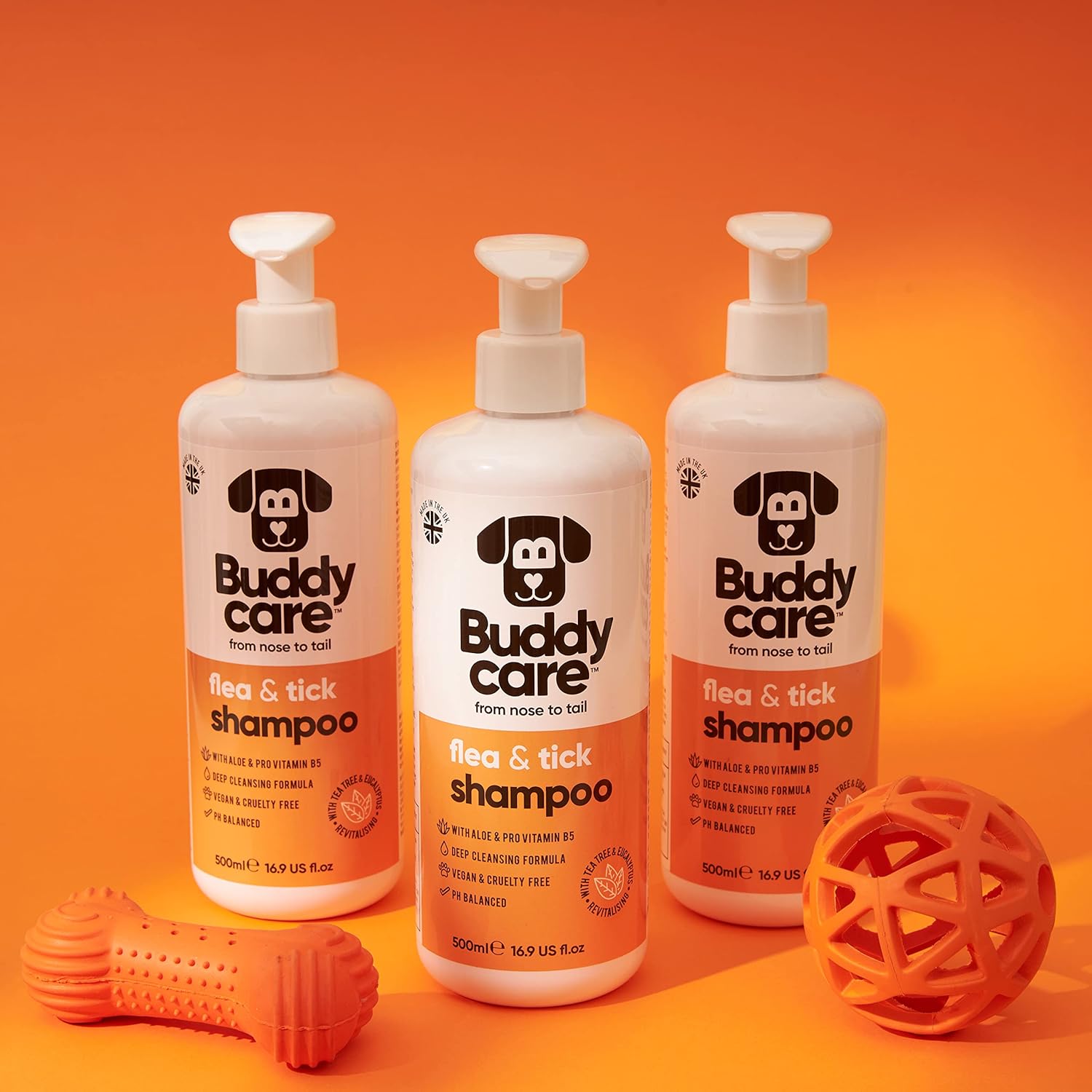 Buddycare Flea & Tick Dog Shampoo Eliminates Fleas, Ticks & Mites | Deep Cleansing Shampoo for Dogs, Tea Tree & Eucalyptus Flea Shampoo for Dogs (500ml) :Pet Supplies