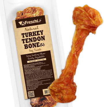 Afreschi Turkey Tendon For Dogs, Dog Treats For Signature Series, All Natural Human Grade Puppy Chew, Ingredient Sourced From Usa, Hypoallergenic, Rawhide Alternative, 1 Unit/Pack Bone (Large)