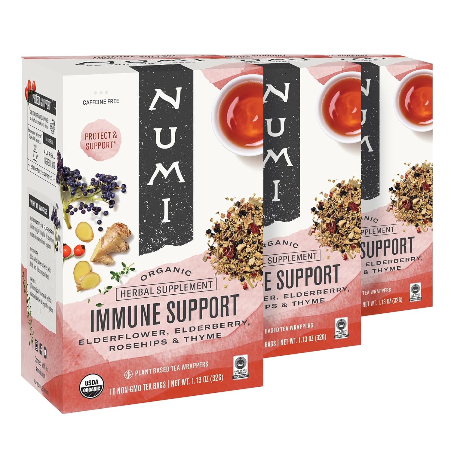 Numi Organic Tea Immune Support, Elderberry Tea (Pack Of 3)