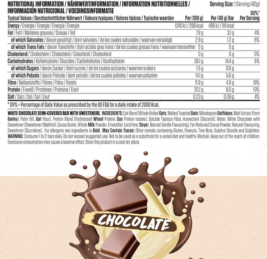 Bodyfuel High Protein Flapjack - 8G Protein, Low Sugar, High Fiber Snack For Pre-Workout & Post-Workout Recovery (Chocolate)(12 X 40G)