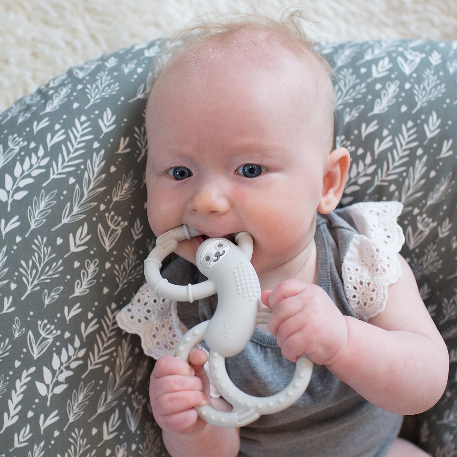 Dr. Brown's Flexees Gray Sloth, Soft 100% Silicone Baby Teether, BPA Free, 3m+ : Baby