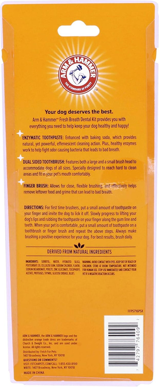 Arm & Hammer Fresh Breath Dental Kit For Dogs, Vanilla Ginger White