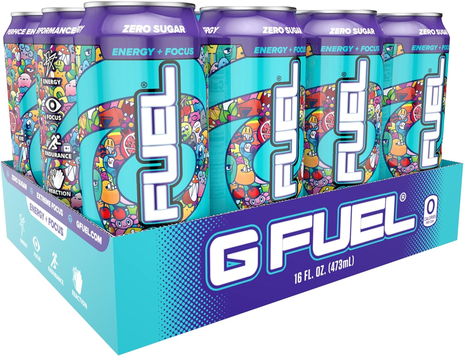 G Fuel Clickbait Energy Drink, Sugar Free, Healthy Drinks, Zero Calorie, 300 Mg Caffeine Per Carbonated Can, Cherry Pomegranate Fruit Flavor, Focus Amino, Vitamin + Antioxidants Blend - 12 Pack