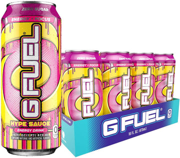 G Fuel Hype Sauce Energy Drink, Sugar Free, Healthy Drinks, Zero Calorie, 300 Mg Caffeine Per Carbonated Can, Raspberry + Lemonade Flavor, Focus Amino, Vitamin + Antioxidants Blend - 12 Pack