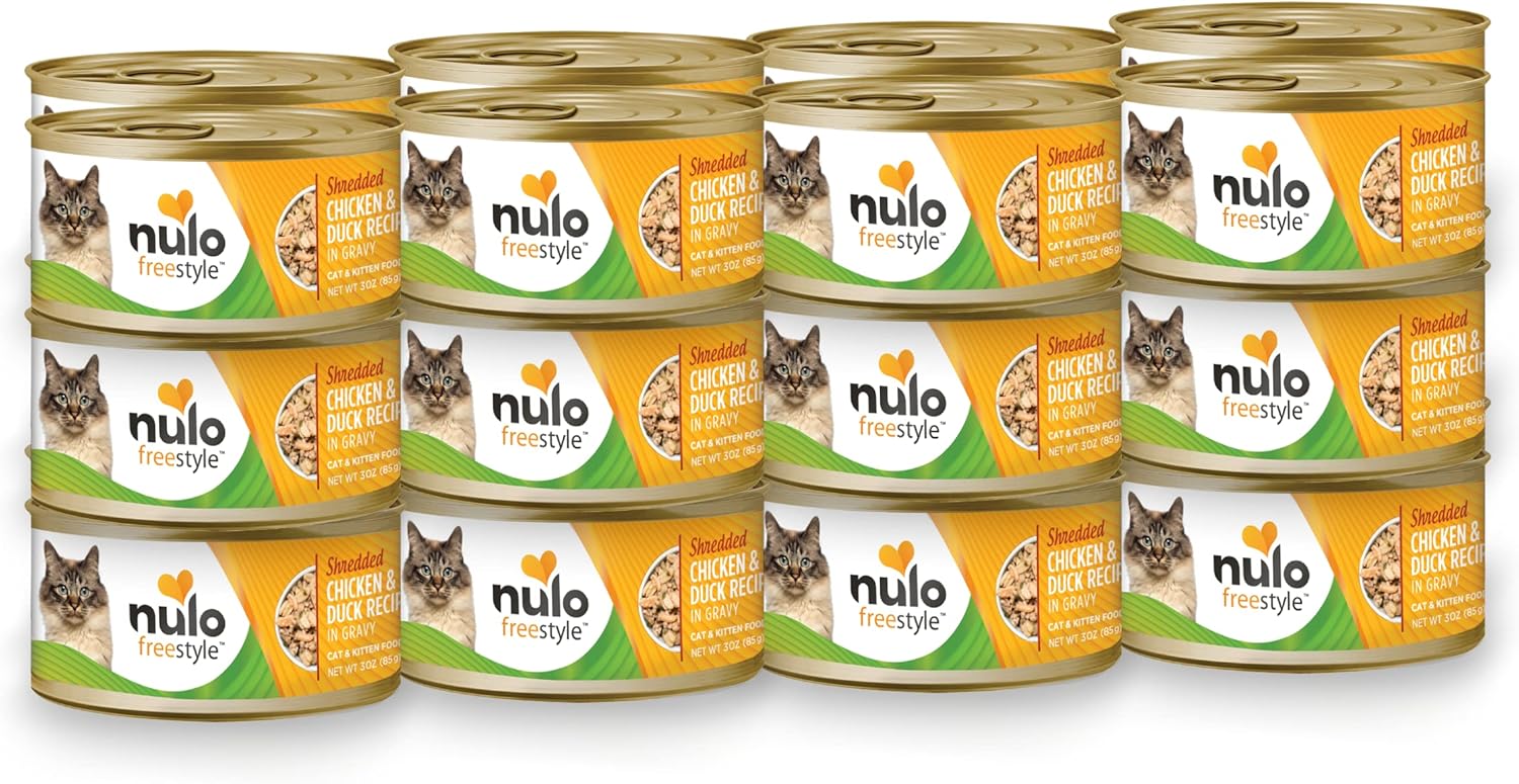 Nulo Freestyle Cat And Kitten Shredded Wet Canned Food, Premium All Natural Grain-Free Wet Cat Food, Protein-Rich With Omega 6 And 3 Fatty Acids To Support Skin Health And Soft Fur