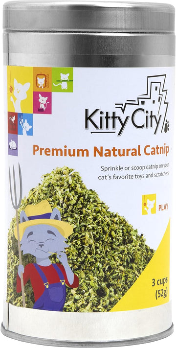 Kitty City Cat Premium Natural Catnip Tin, Premium Catnip Bag and 3-Pack, Catnip with Silvervine, Catnip Spray