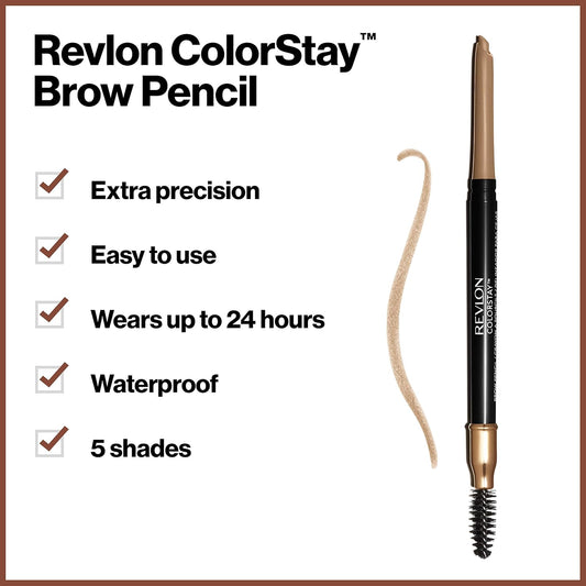 Revlon Colorstay Eyebrow Pencil With Spoolie Brush, Waterproof, Longwearing, Angled Tip Applicator For Perfect Brows, 205 Blonde, 0.021 Oz