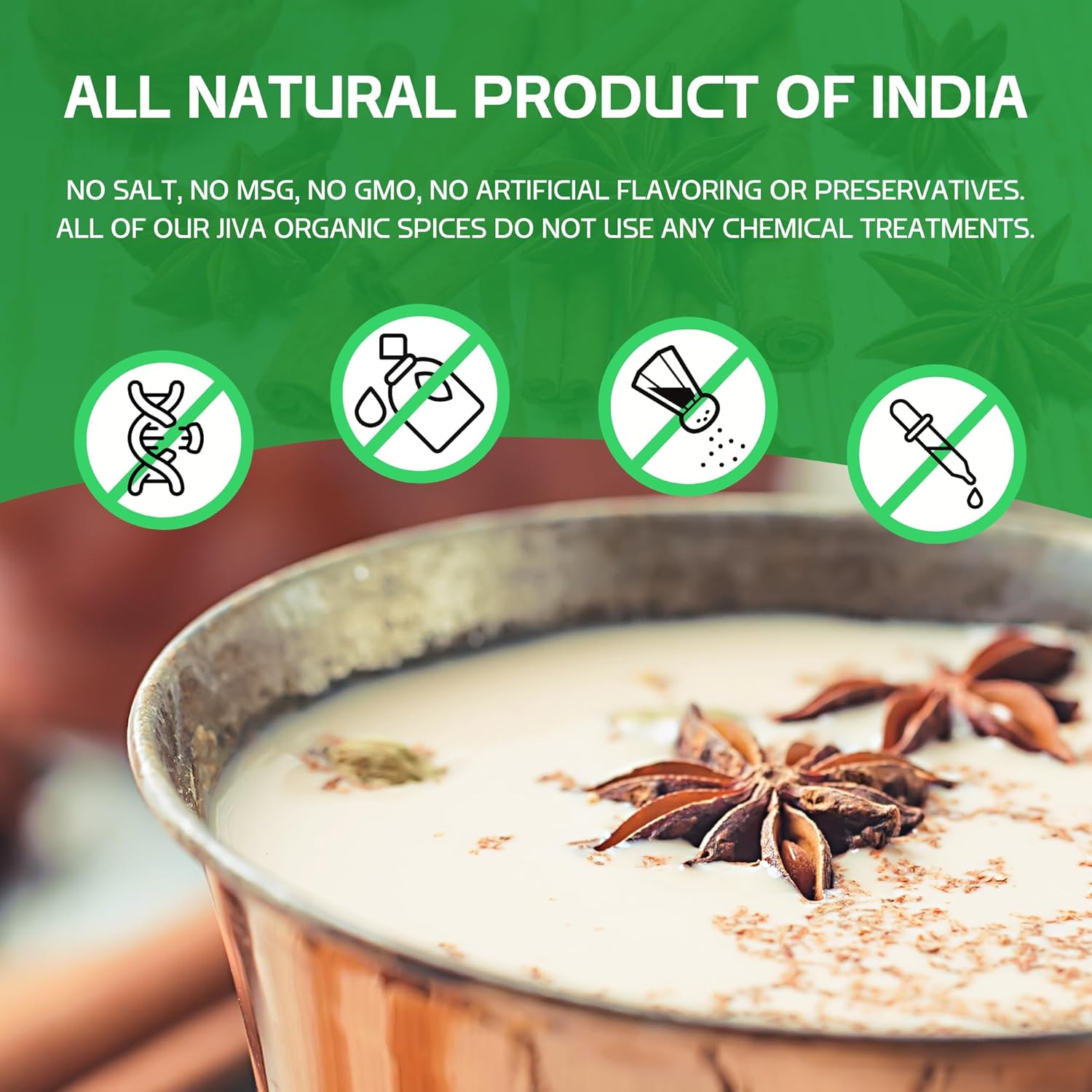 Jiva Organic Traditional Masala Chai Tea Powder Spice Blend 3.5 Ounce - Made With All Organic Spices - Easy Indian Tea Preparation