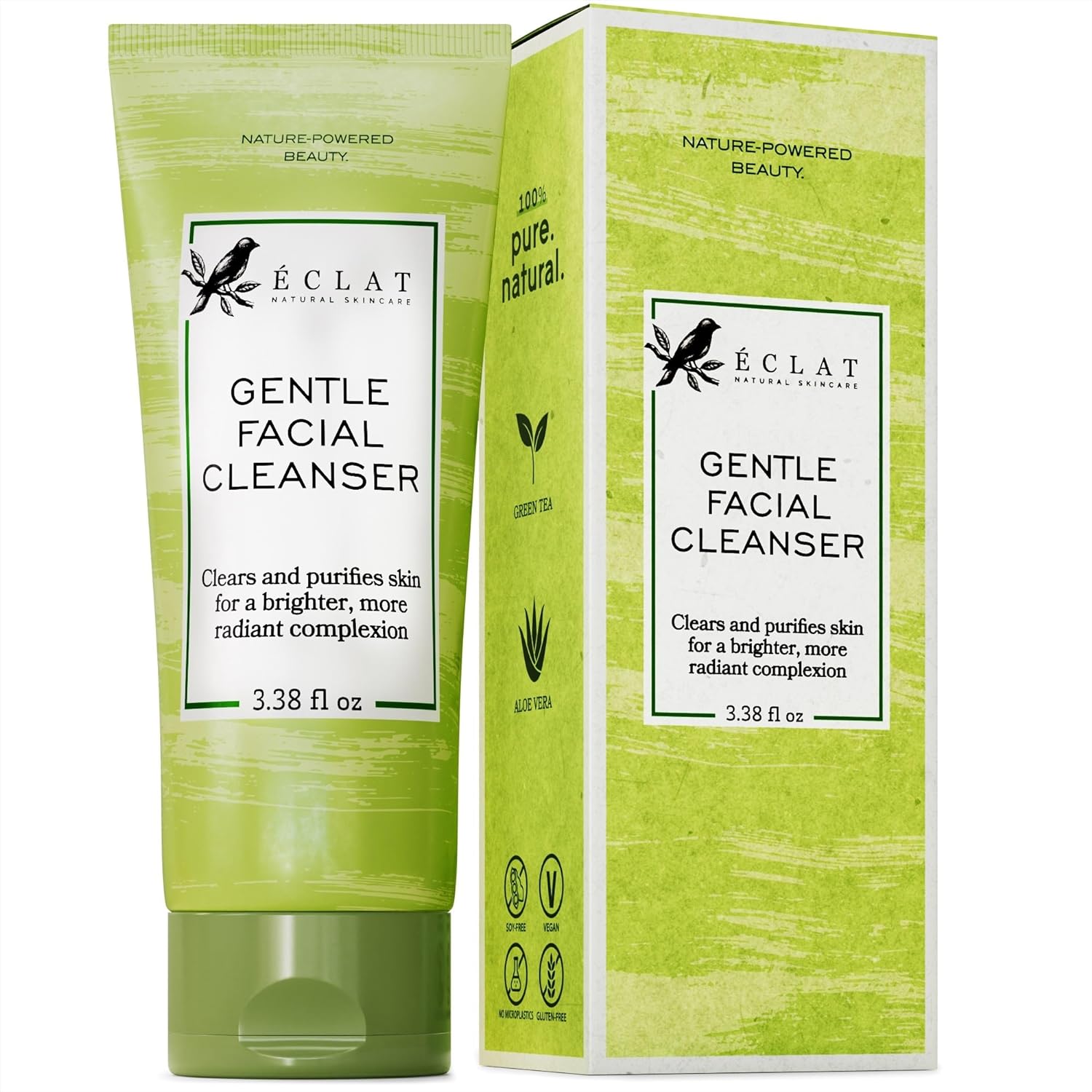 Gentle Facial Cleanser - Green Tea Face Wash + Aloe Vera, Vitamin C & E, All Natural Face Wash For Deep Cleansing - Hydrating & Nourishing Green Tea Cleanser, Moisturizing Face Wash For All Skin Type