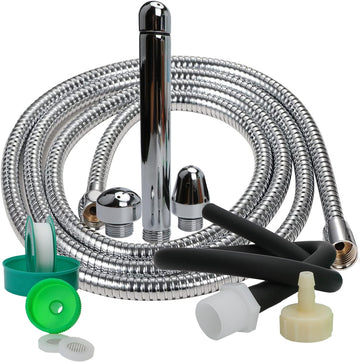 Shower Enema System, Douche Colonic Cleanse Kit, 5-Foot Stainless Steel Shower Hose Enema with Enema Showerhead Vaginal and Anal Cleaning Kit Colonic System Cleaner for Most Shower Systems