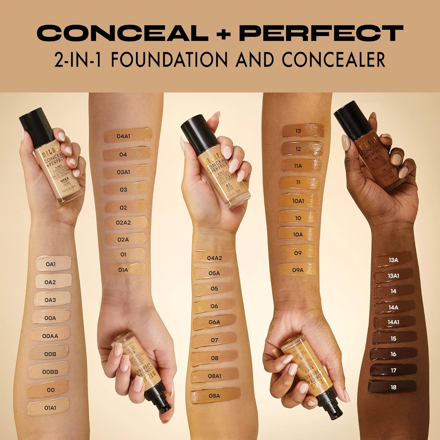 Milani Conceal + Perfect 2-In-1 Foundation + Concealer For A Flawless Complexion, Under Eye Corrector, Cover Redness And Imperfections, Waterproof And Sweatproof - Warm Beige : Beauty & Personal Care