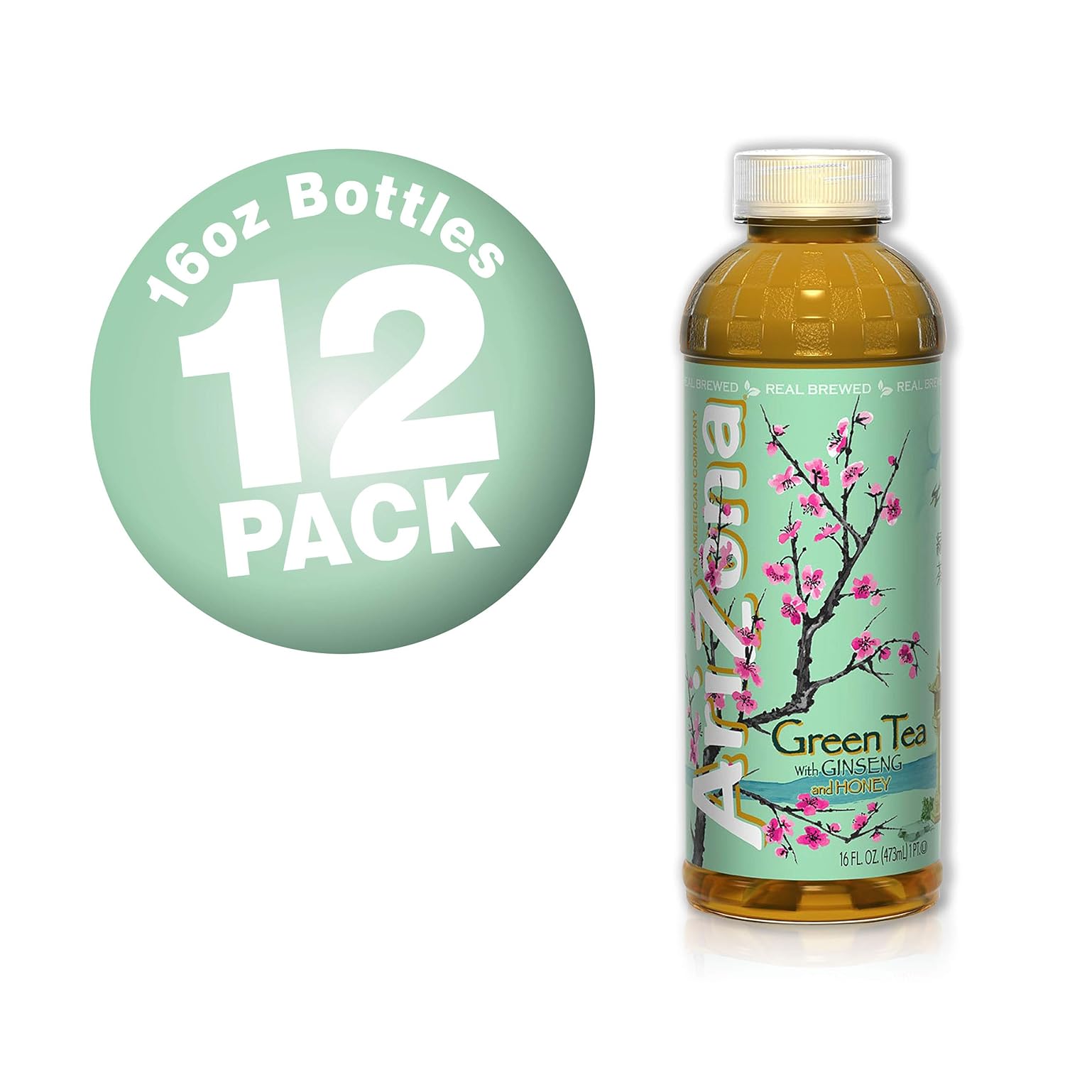 Arizona Green Tea With Ginseng And Honey - 16 Fl Oz (Pack Of 12)