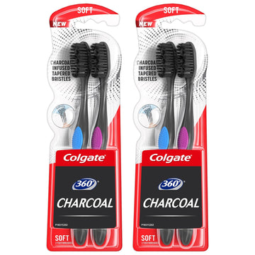 Colgate 360 Charcoal Toothbrush, Soft Bristles (4 Count)