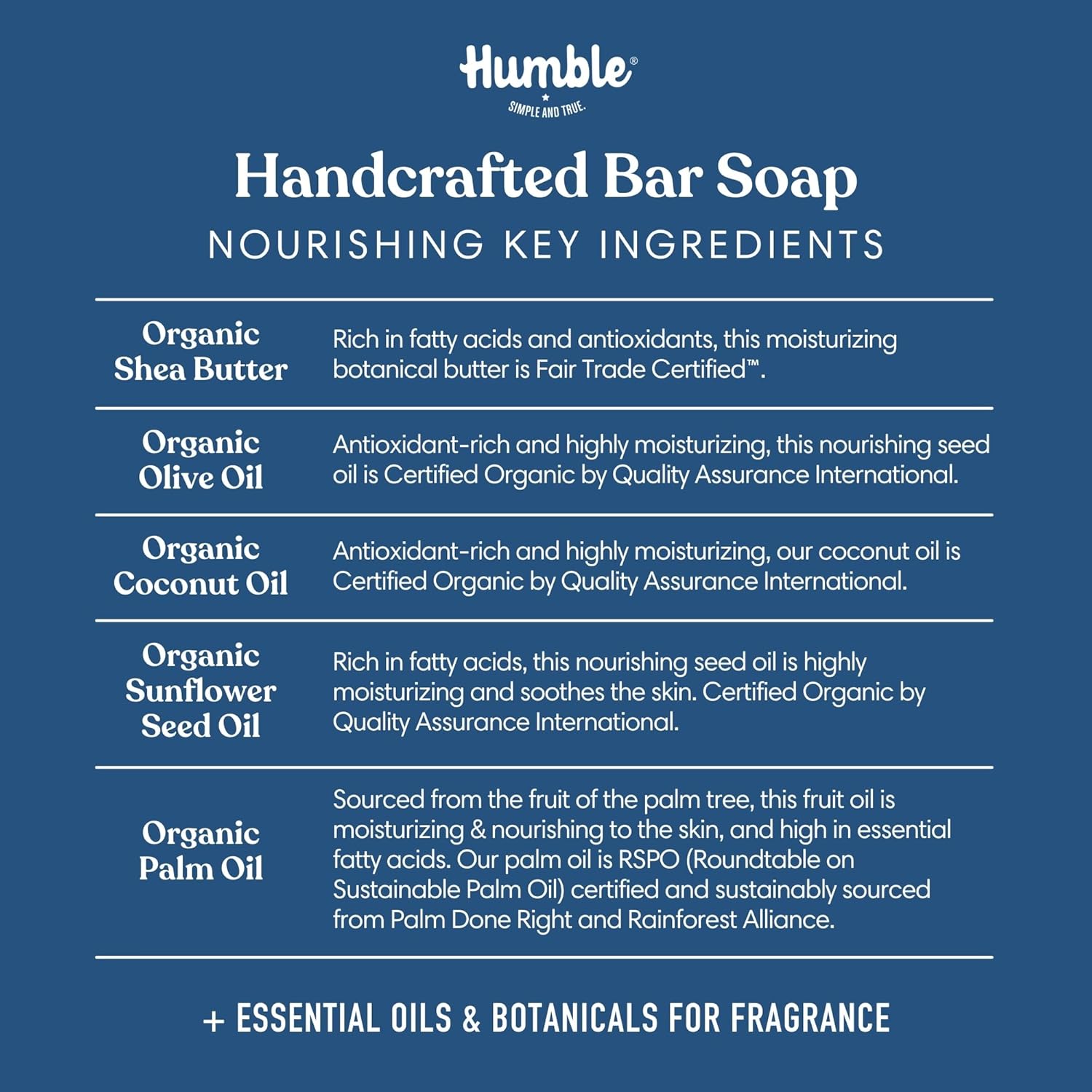 Humble Brands Handcrafted Bar Soap, Organic Cold Processed Soap Bars, Moisturizing Face & Body Cleanser - Star Anise & Palmarosa : Beauty & Personal Care