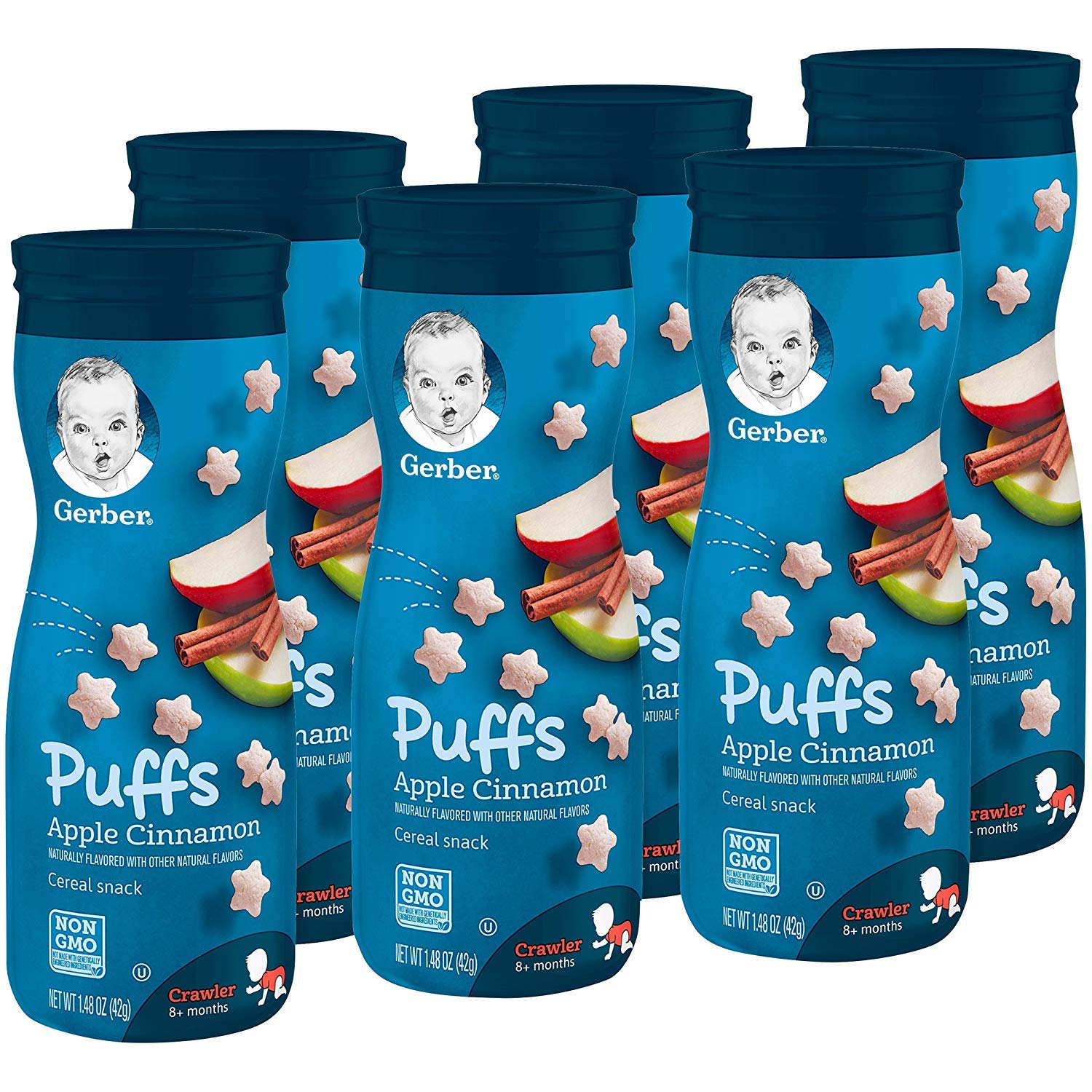 Gerber Baby Snacks Puffs, Apple Cinnamon, 1.48 Ounce (Pack of 6)