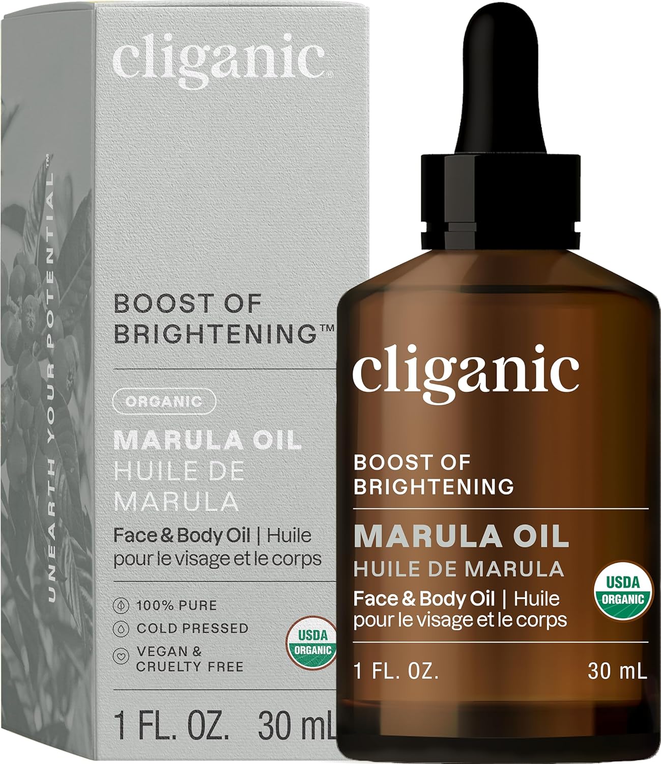 Cliganic Organic Marula Oil, 2Oz - 100% Pure - For Face & Hair | Natural Cold Pressed Unrefined
