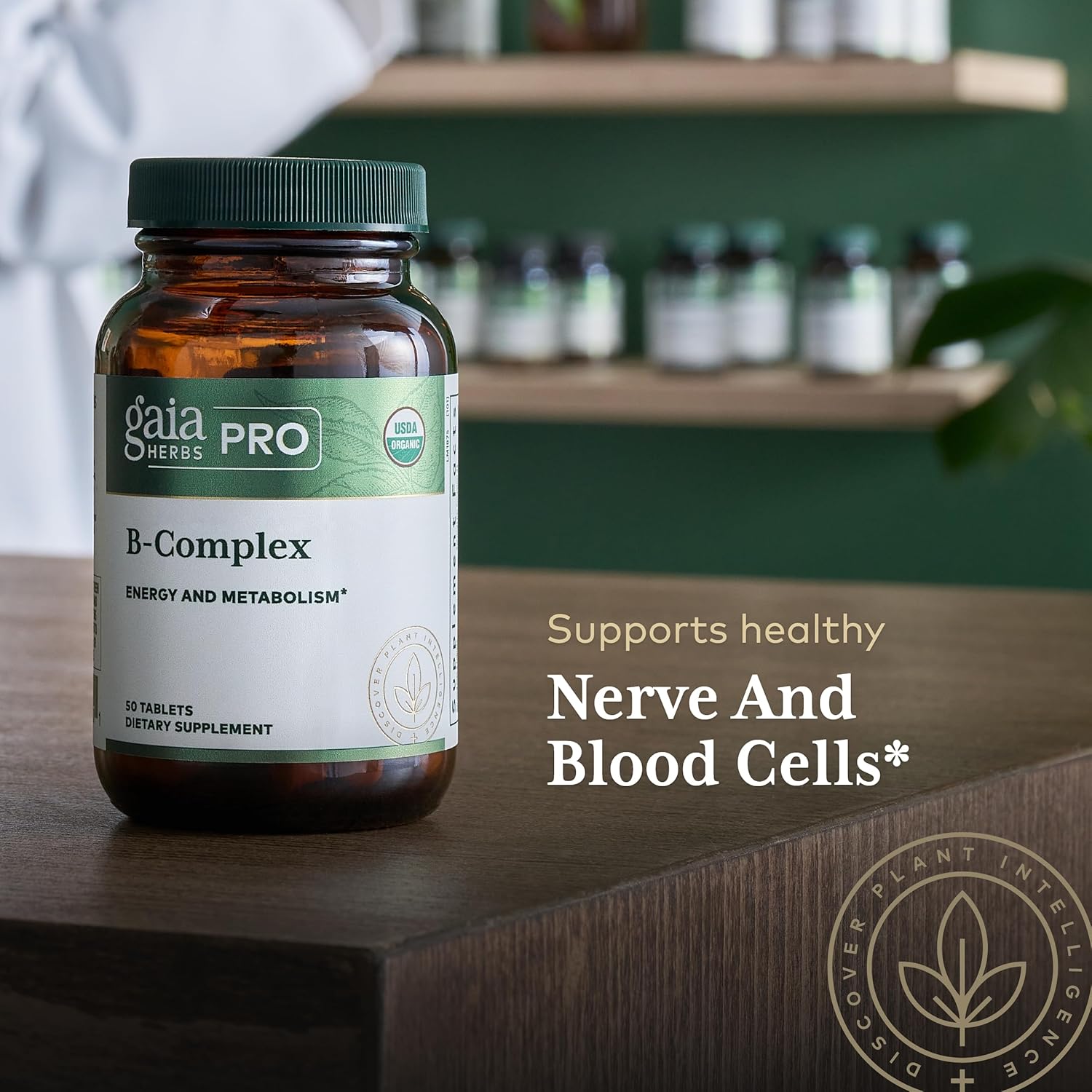 Gaia Herbs Pro Organic B-Complex - For Overall Health & Wellness - With Vitamin B12, Vitamin B6, Niacin, Bromelain, Biotin & More - 50 Vegan Tablets (25 Servings) : Health & Household