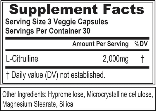 Evlution L-Citrulline2000 Nitric Oxide Supplement for Men Nutrition High Strength L Citrulline Capsules for Enhanced Muscle Strength Recovery and Intense Pumps - Plant Based Nitric Oxide Booster