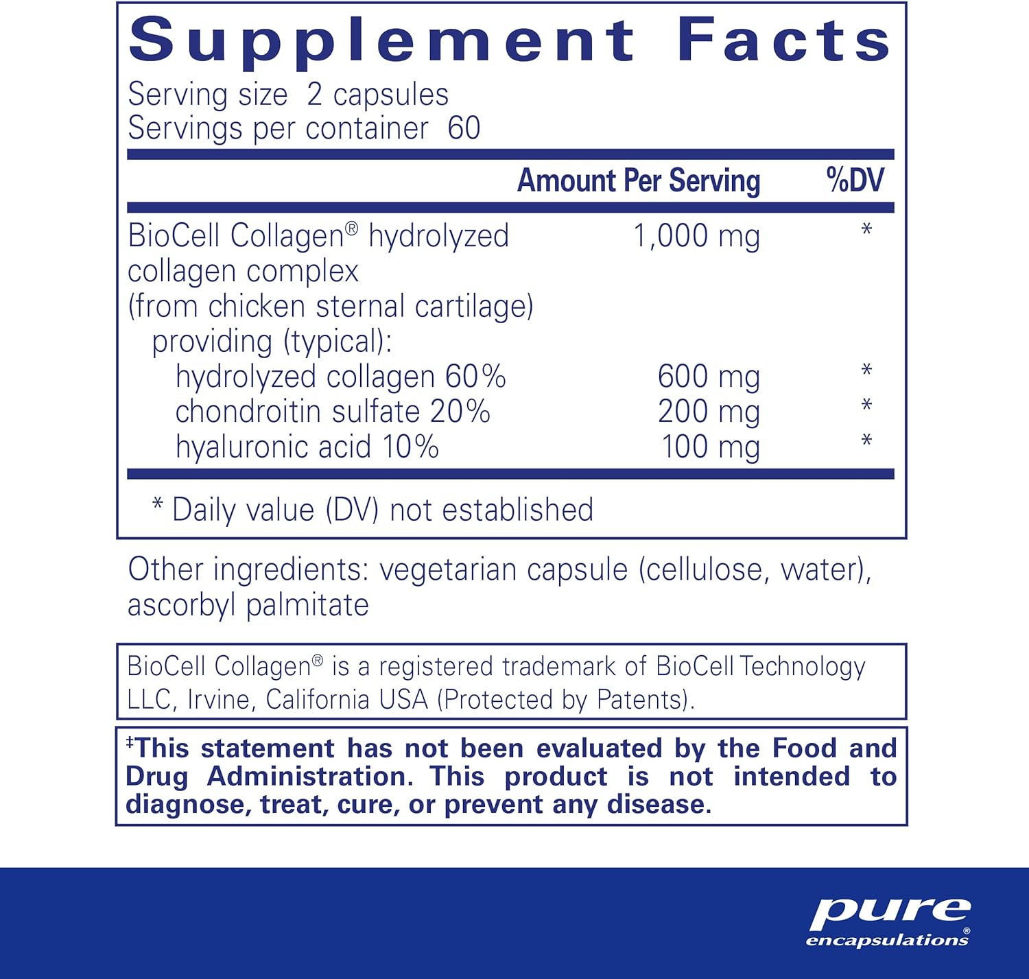 Pure Encapsulations Collagen JS | Supplement for Skin Care, Joint Health, Anti Aging, Connective Tissue, Tendons, and Ligaments* | 120 Capsules