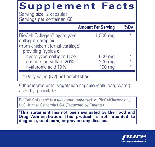Pure Encapsulations Collagen JS | Supplement for Skin Care, Joint Health, Anti Aging, Connective Tissue, Tendons, and Ligaments* | 120 Capsules