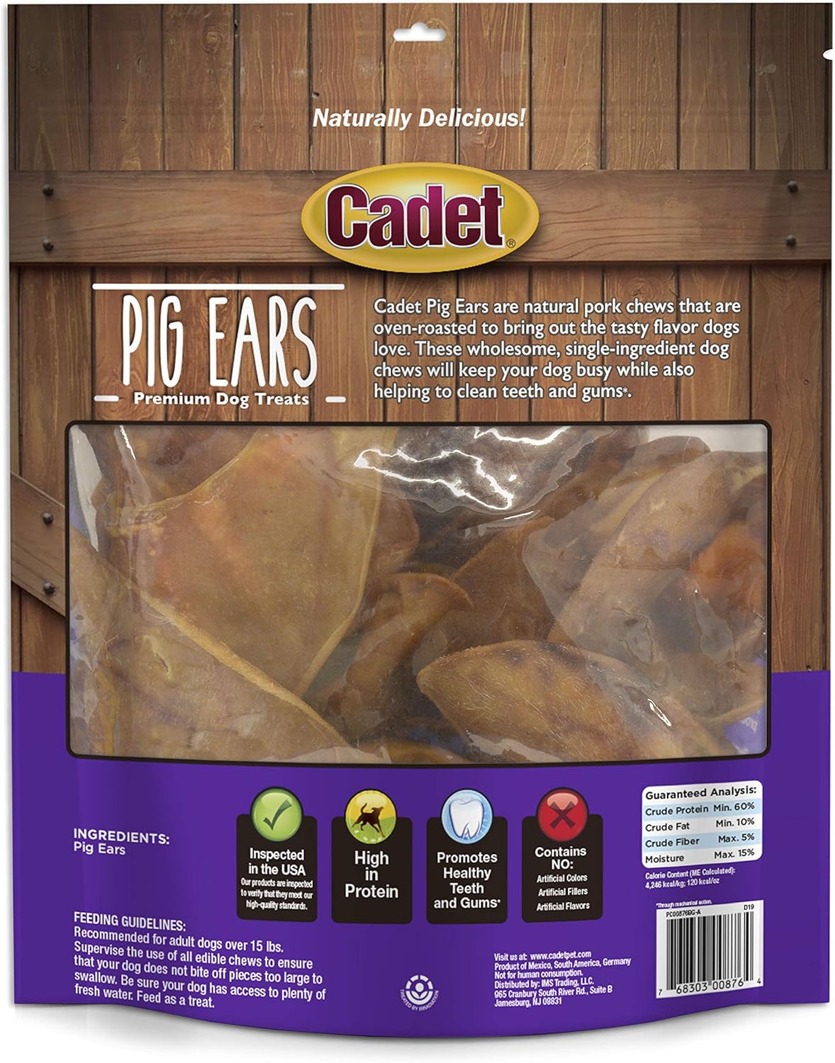 Cadet Natural Pig Ears for Dogs, Long Lasting & Natural Chew Treats for Dogs, 25 Count : Pet Supplies