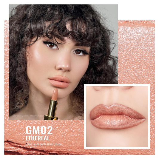 Oulac Coral Pink Matte Lipstick With Glow Metallic Finish - Vegan Lipstick For Women, Creamy Texture, Hydrating Clean Beauty Formula, High-End Magnetic Hook Design, Gm09 Elysium