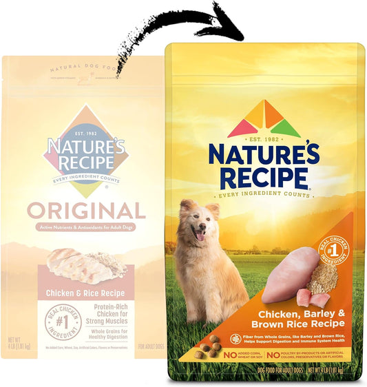 Nature’s Recipe Adult Dry Dog Food, Chicken & Rice Recipe, 4 Pound Bag
