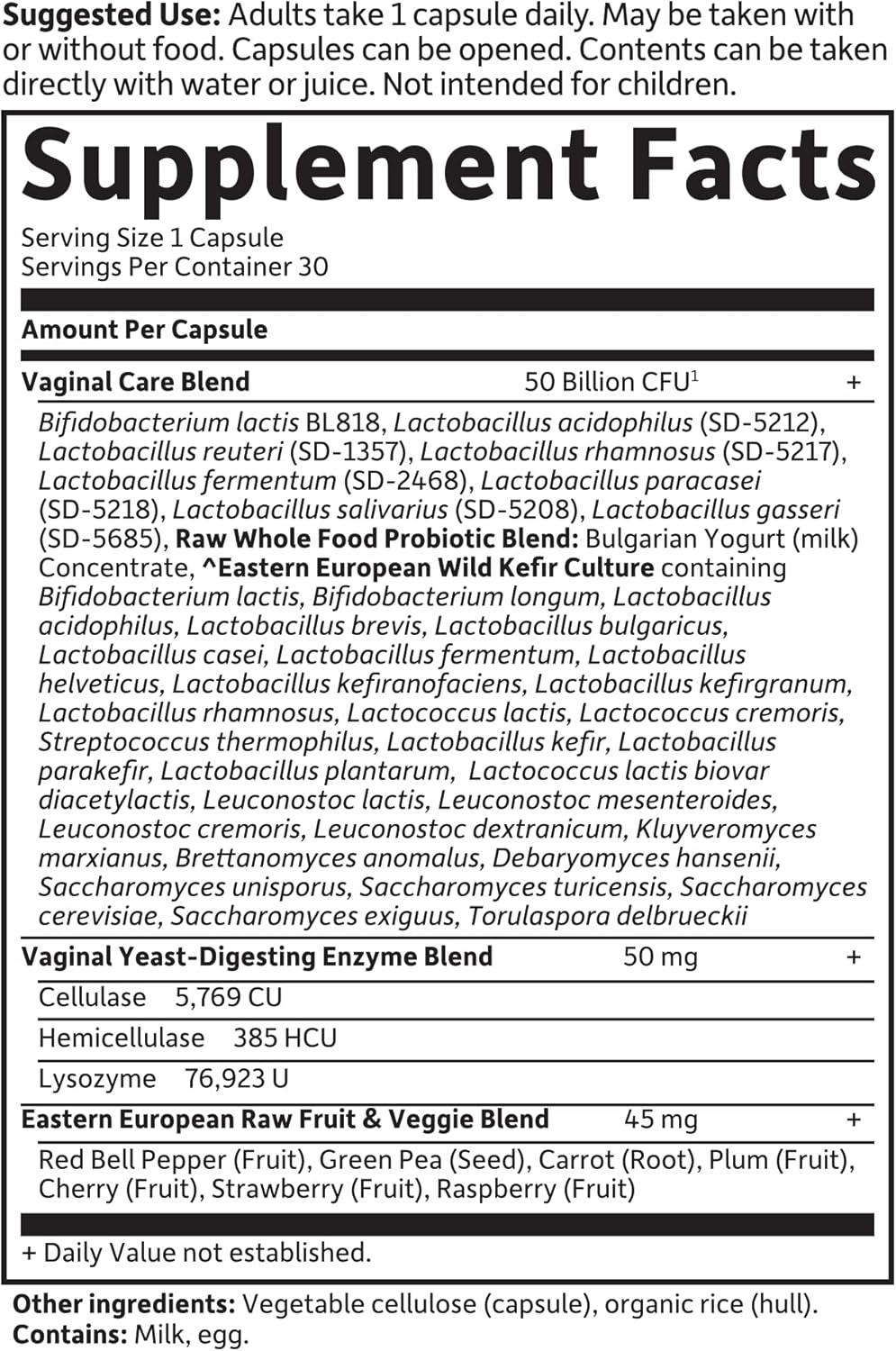 Garden Of Life Raw Probiotics Vaginal Care Shelf Stable - 50 Billion Cfu Guaranteed Through Expiration, Acidophilus - Once Daily - Certified Gluten Free - No Refrigeration - 30 Vegetarian Capsules : Health & Household