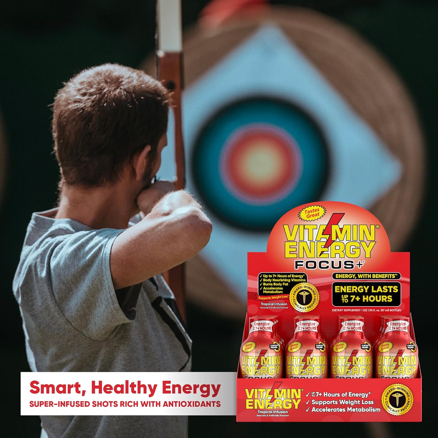 (12 Pack) VitaminEnergy™ Keto Energy Shot, Focus+, Zero Sugar Energy Shot Vitamin Drink, Energy Lasts up to 7+ Hours, Packed with BCAAs & COQ10, Keto-Friendly, 0 Sugar, Focus+, 1.93 fl oz. : Health & Household