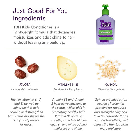 Tbh Teen & Kids Conditioner- Lightweight And Detangling Hydrating Hair Conditioner For Dry, Oily, Fine, Curly, And All Hair Types - Tween And Kids Hair Conditioner - Sulfate, Paraben Free - 12 Oz