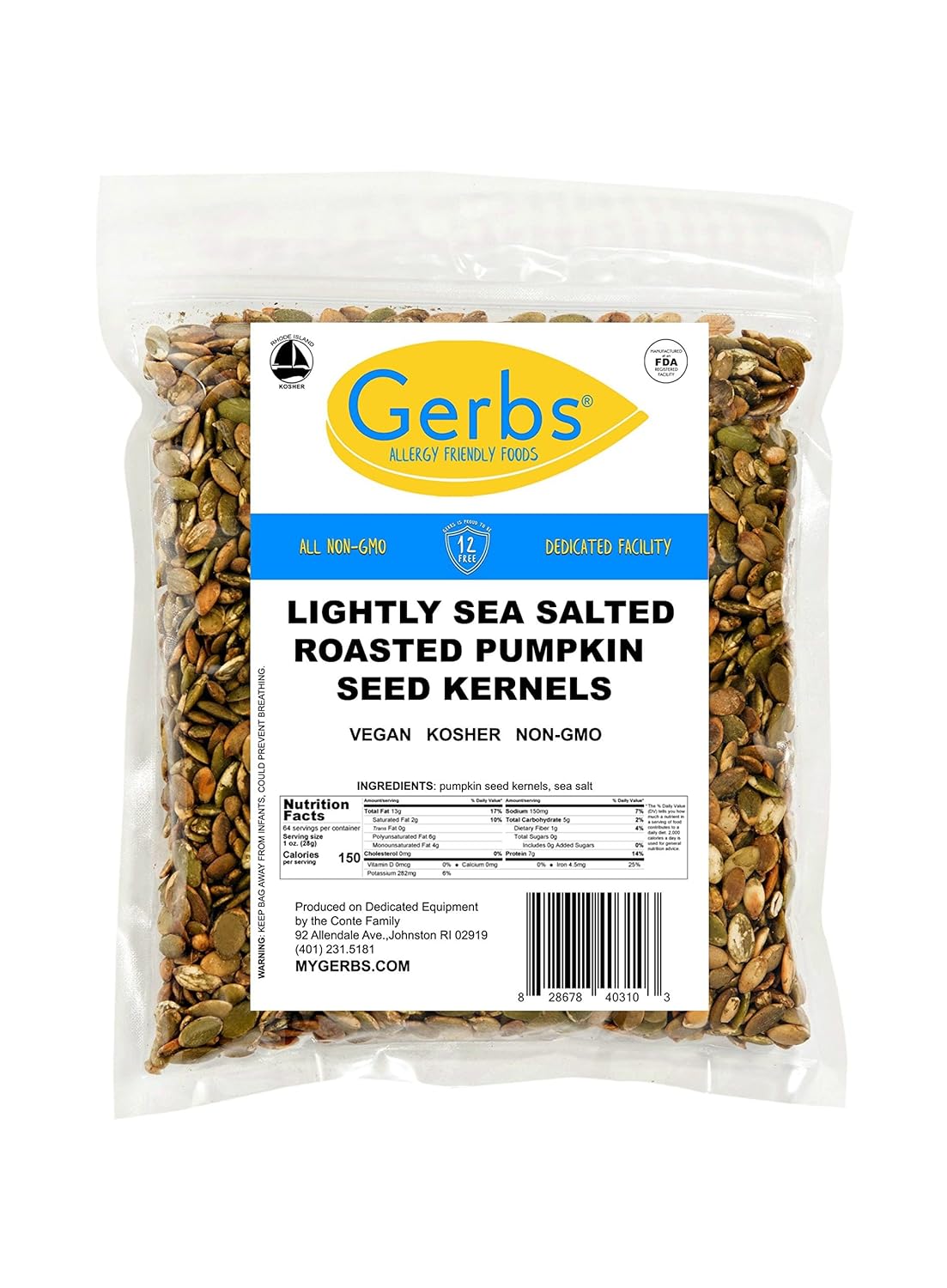 Lightly Sea Salted Pumpkin Seed Kernels by Gerbs - 4 LBS - Top 11 Food Allergen Free & Non GMO - Premium Dry Roasted Shelled Pepitas – COG Mexico