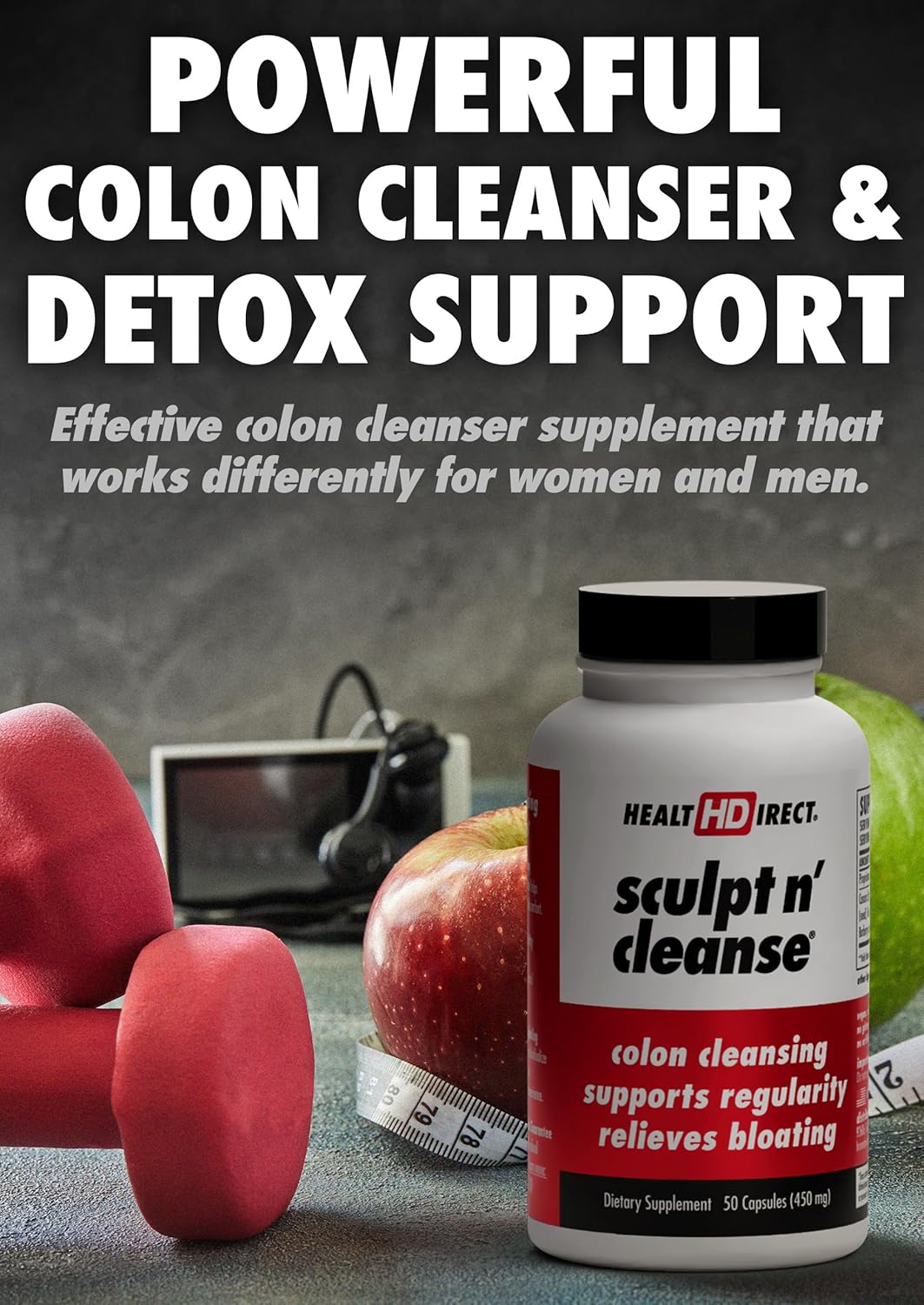 Health Direct Sculpt N' Cleanse - Herbal Colon Cleanse For Digestive Health & Regularity - Natural Detox & Gut Flush Supplement - 50 Veggie Capsules : Health & Household