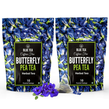 Blue Tea - Butterfly Pea Flower Tea - 20 Count (Pack Of 2) Plant Based Tea Bag | Super Anti-Oxidant | Flower Based - Herbal Tea - Caffeine Free - Vegan - Non-Gmo | Premium Zipper