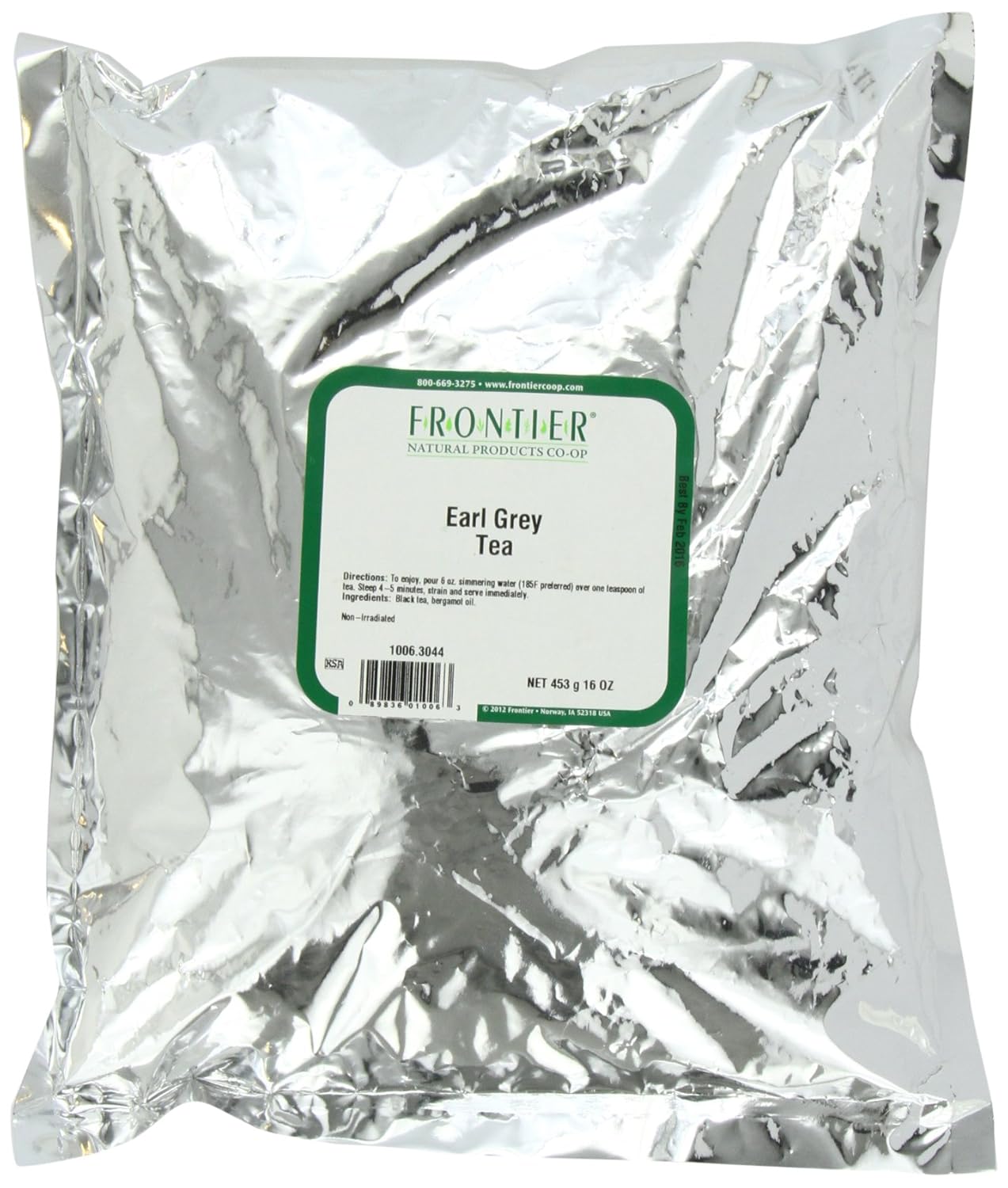Frontier Co-Op Earl Grey Black Tea, 1-Pound Bulk Bag, Smoky Tea Flavor With Bergamot Oil, Great With Citrus, Kosher