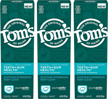 Tom's of Maine PureActiv Teeth + Gum Health* Natural Anticavity Toothpaste Gel 4.0oz , 3-Pack