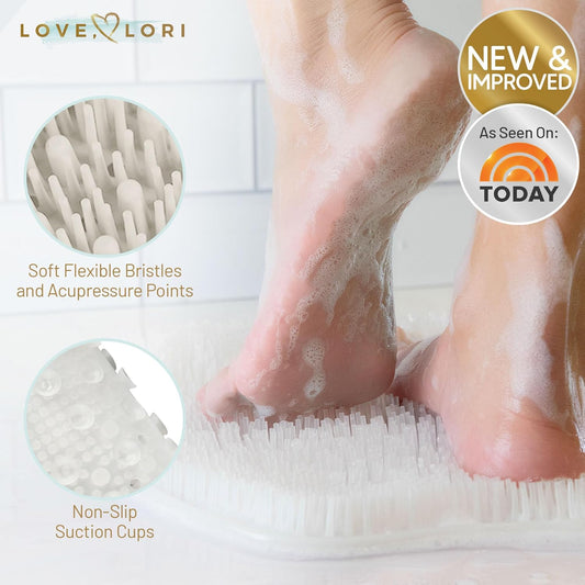 Love, Lori Foot Scrubber For Use In Shower - Foot Cleaner & Shower Foot Massager Foot Care For Men & Women To Soothe Achy Feet - Non Slip Suction (White) - Shower Accessories