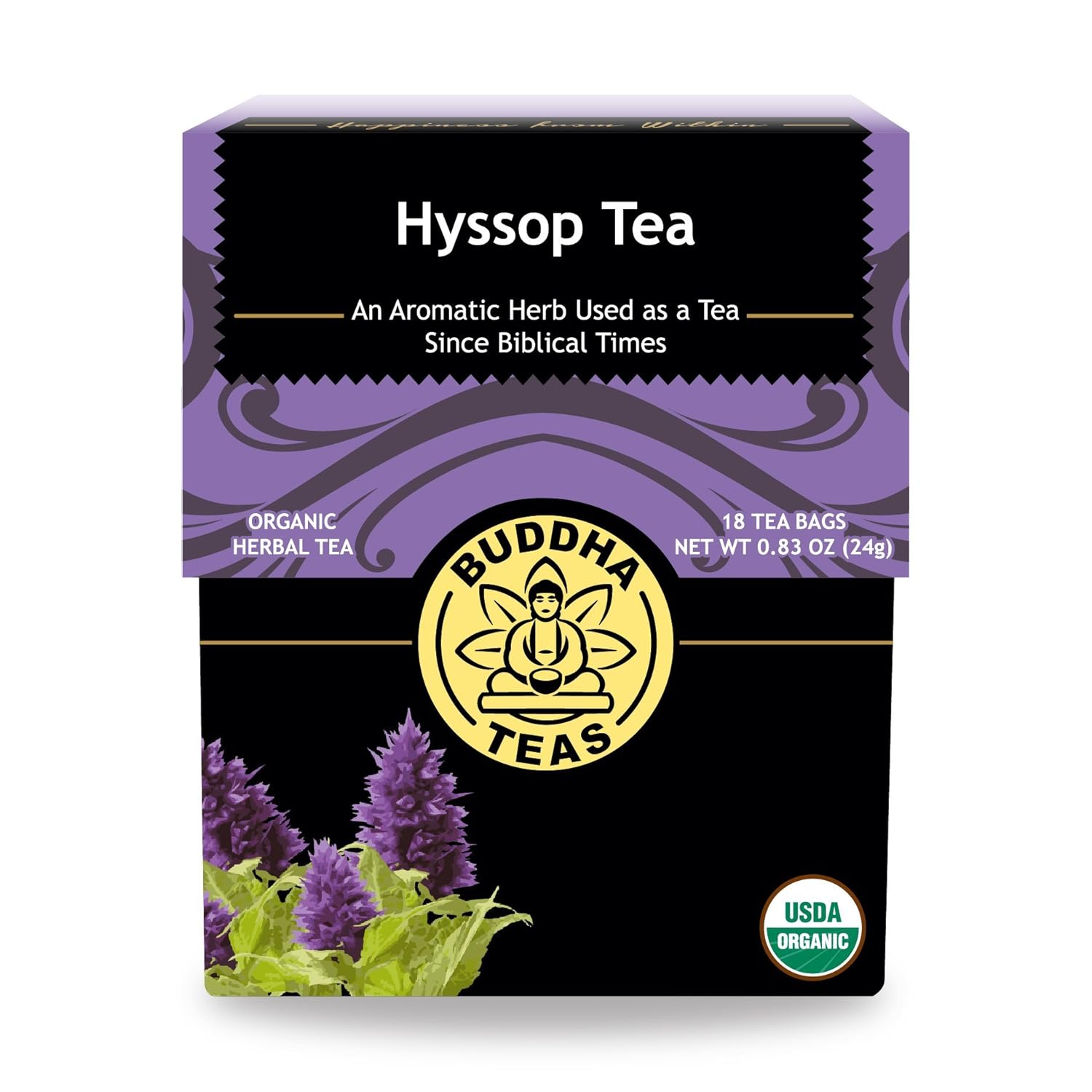 Buddha Teas Organic Hyssop Tea - Ou Kosher, Usda Organic, Ccof Organic, 18 Bleach-Free Tea Bags