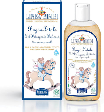 Helan, Linea Bimbi Bio, Baby Shampoo And Body Wash, Baby Wash Gel With Marigold & Chamomile Flower Extracts, Kids Shampoo & Gentle Cleanser With Sweet Almond Protein For Baby Bath, Made In Italy 250Ml