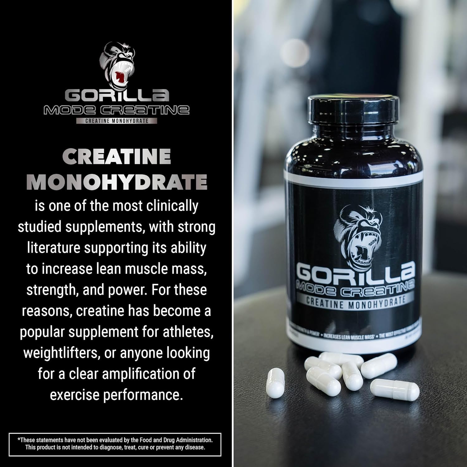 Gorilla Mode Creatine Capsules – Creatine Monohydrate Micronized Capsules/Improved Muscle Size, Power Output and Strength / 5 Grams per Servings : Health & Household