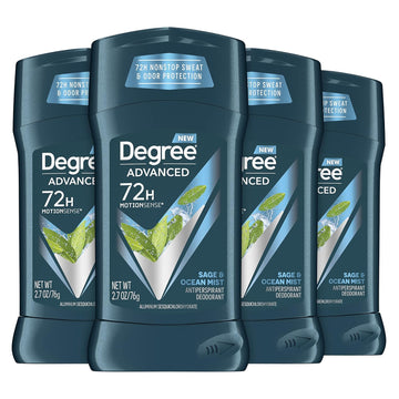 Degree Men Advanced Antiperspirant Deodorant 72-Hour Sweat And Odor Protection Sage And Ocean Mist Deodorant For Men With Motionsense Technology 2.7 Oz 4 Count