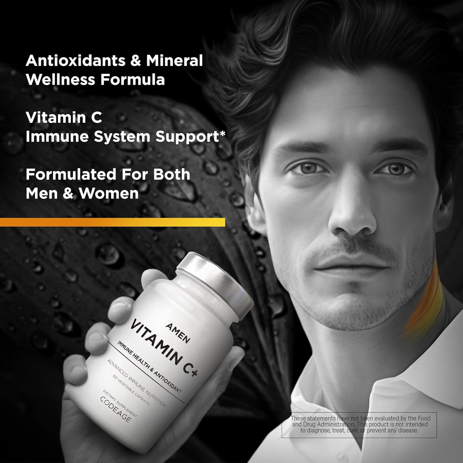 Amen Vitamin C+ Supplement With Zinc, Bioflavonoids, Quercetin, Rose Hips, Elderberry – Vegan, Non-Gmo – 2 Months Supply - 120 Capsules : Health & Household