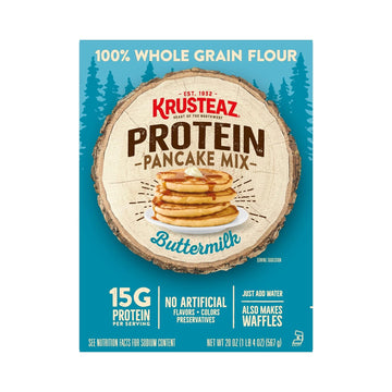 Krusteaz Protein Buttermilk Pancake Mix, 20 Ounce Boxes (Pack of 8)