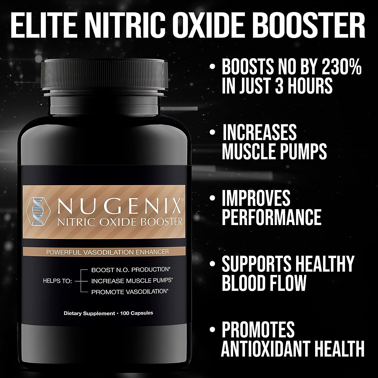 Nugenix Nitric Oxide Booster Supplement - Nitric Oxide Flow, L-Arginine, L-Citrulline, Pine Bark Extract - Vasodilator - 100 Capsules : Health & Household