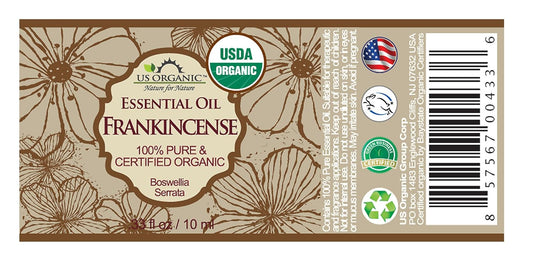 US Organic 100% Pure Frankincense Essential Oil, USDA Certified Organic, Steam Distilled, Boswellia serrata, Sourced from India, Topically or in Diffuser, Perfect for Aging Skin, All skin type (10 ml)