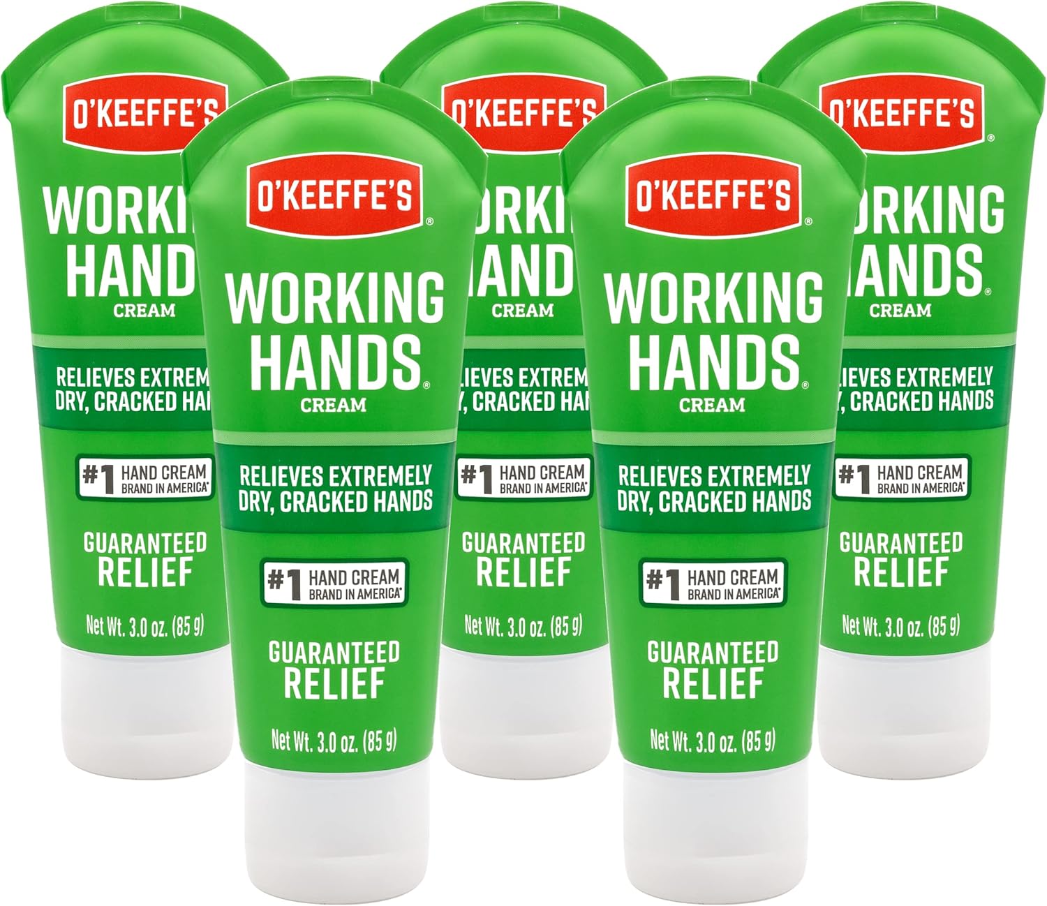 O'Keeffe'S Working Hands Hand Cream, Relieves And Repairs Extremely Dry Hands, 3 Oz Tube, (Pack Of 5)